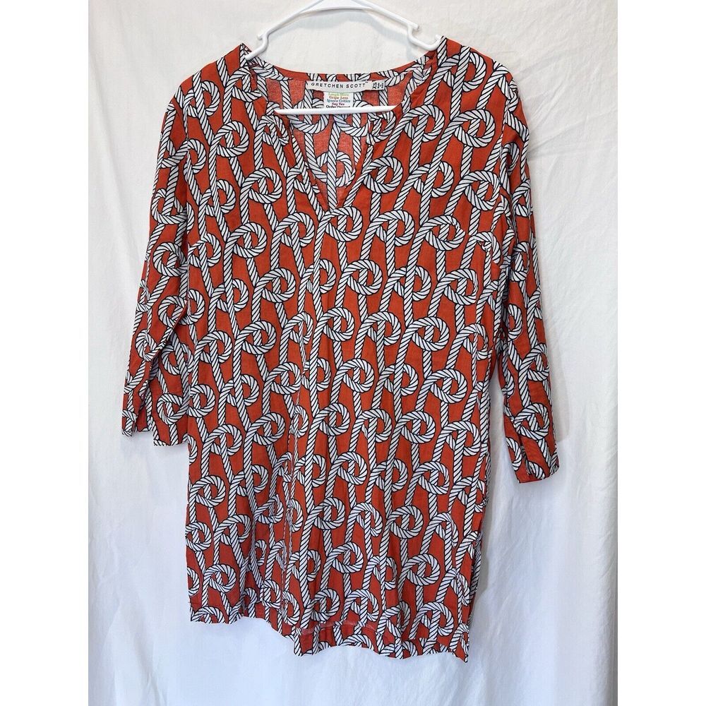 Gretchen Scott Mommy Cotton Tunic Top Cover Up in Bowline Orange Women's XS